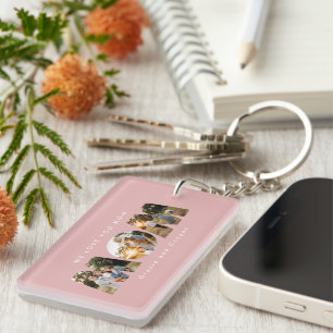Porte-clés Maman 3 photo moderne élégante rose poupée mère jo