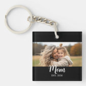 Porte-clés Maman a établi un script moderne Photo noir (Devant)