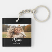 Porte-clés Maman a établi un script moderne Photo noir (Dos)