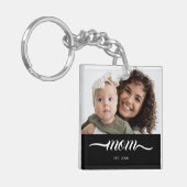 Porte-clés Maman a établi une photo de script blanc moderne (Devant gauche)