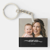 Porte-clés Maman a établi une photo de script blanc moderne (Devant)