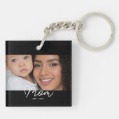 Porte-clés Maman a établi une photo de script moderne (Dos)