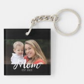 Porte-clés Maman a établi une photo de script moderne (Dos)