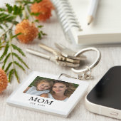 Porte-clés Maman a établi une photo de script moderne (Devant Droit)