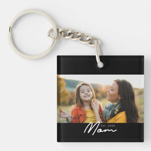 Porte-clés Maman a établi une photo de script moderne (Devant)