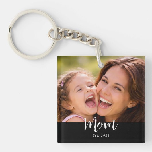 Porte-clés Maman a établi une photo de script moderne (Devant)