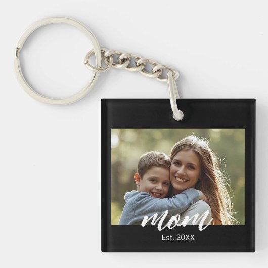 Porte-clés Maman a établi une photo de script moderne (Devant)