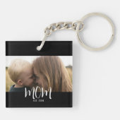 Porte-clés Maman a établi une photo de script moderne (Dos)