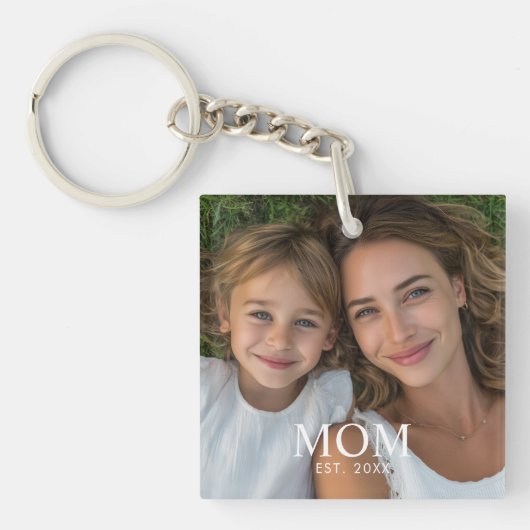 Porte-clés Maman a établi une photo de script moderne (Devant)