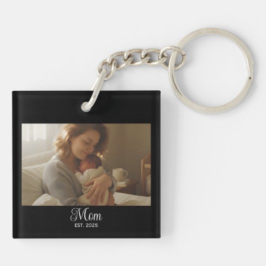 Porte-clés Maman a établi une photo de script moderne (Dos)