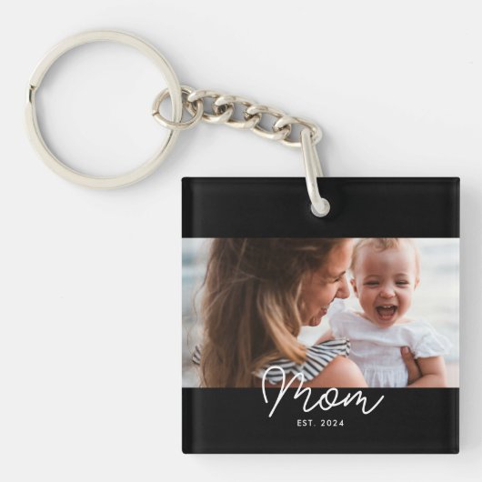 Porte-clés Maman a établi une photo de script moderne (Devant)