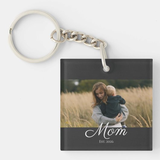 Porte-clés Maman a établi une photo de script moderne (Devant)