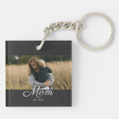 Porte-clés Maman a établi une photo de script moderne (Dos)