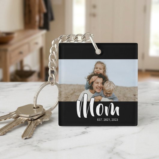 Porte-clés Maman a établi une photo de script moderne