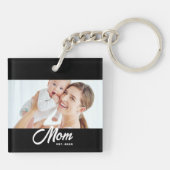 Porte-clés Maman a établi une photo de script moderne (Dos)