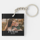 Porte-clés Maman a établi une photo de script moderne (Dos)
