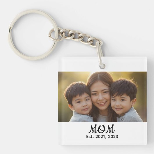 Porte-clés Maman a établi une photo de script moderne (Devant)