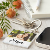 Porte-clés Maman a établi une photo de script moderne (Devant Droit)