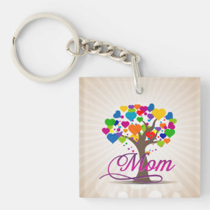 Porte-clés Maman Arbre de vie Coeurs