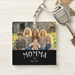Porte-clés Maman Chic Nombre d'Enfants Photo Noir Blanc