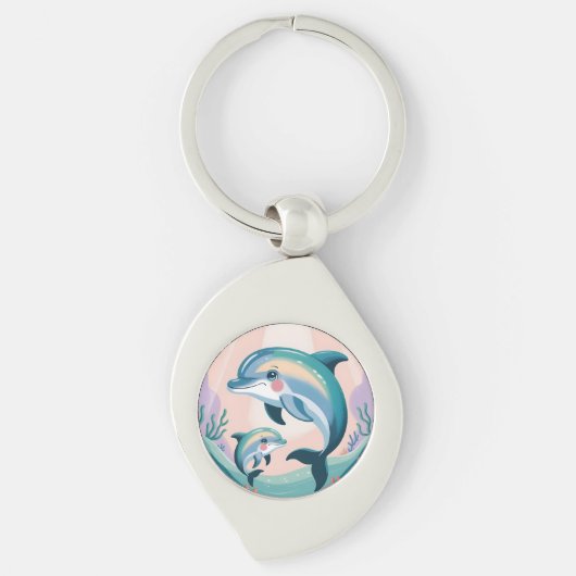 Porte-clés Maman dauphin et bébé (Devant)