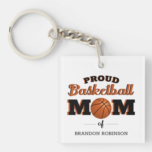 Porte-clés Maman de basket-ball fière personnalisée (Devant)