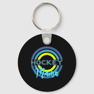 Porte-clés Maman de hockey avec des cercles de hockey moderne