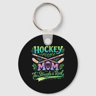 Porte-clés Maman de hockey La lutte est réelle Esprit d'équip