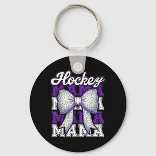 Porte-clés Maman de hockey Maman Ball Bow Fière Sports Mère F