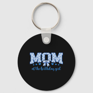 Porte-clés Maman de la fille de l'anniversaire bleu chinoiser