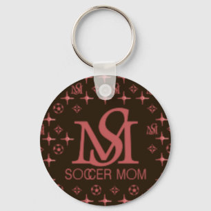 Porte-clés Maman du football de concepteur (brun/rose)