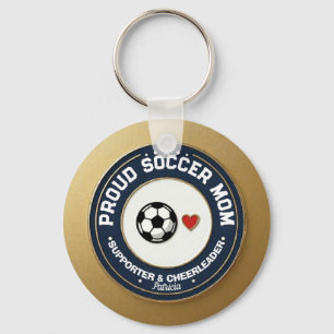 Porte-clés Maman du Footballeur Or Supportrice Fière Avec Nom