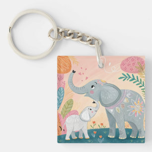 Porte-clés Maman éléphant et bébé