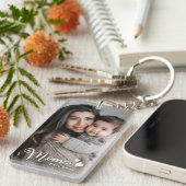 Porte-clés Maman est année coeurs superposer photo (Devant droit)
