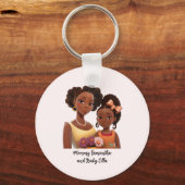 Porte-clés Maman et fille noire personnalisée (7) (Recto)