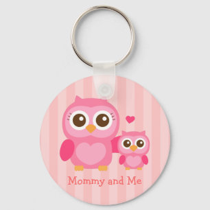 Porte-clés Maman et moi, Chouette bébé mignonne, Rose