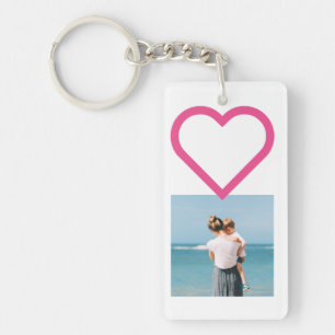 Porte-clés Maman Famille Photo Collage Pink Heart Keychain