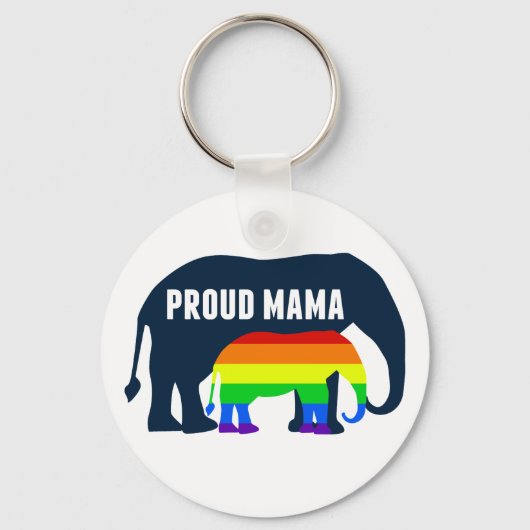 Porte-clés Maman gay pride Fier Mama Elephant Arc-en-ciel LGB (Recto)