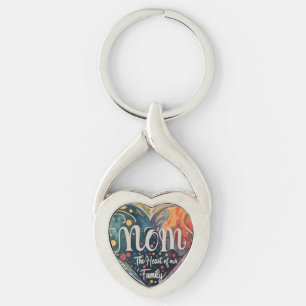 Porte-clés Maman : Le coeur de notre Porte - clé de métal fam