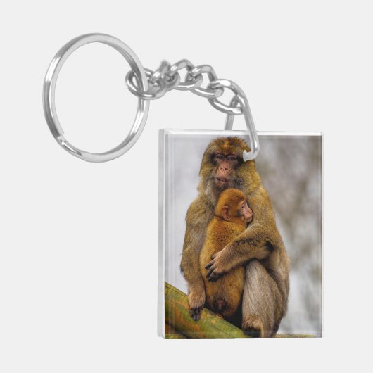 Porte-clés Maman macaque barbare et bébé (Devant gauche)