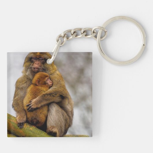 Porte-clés Maman macaque barbare et bébé (Dos)