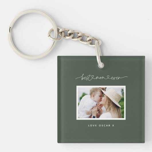 Porte-clés Maman mignon script moderne cadeau photo (Devant)