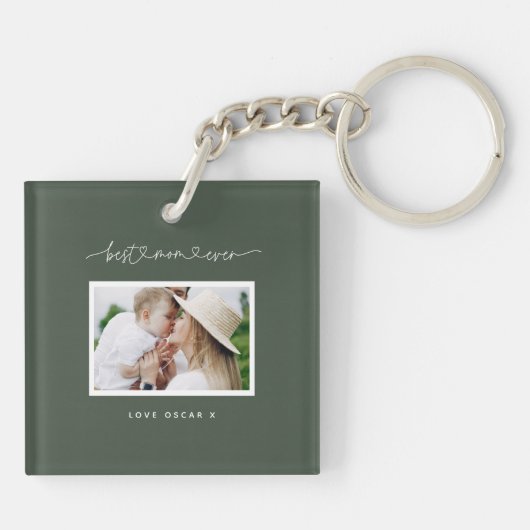 Porte-clés Maman mignon script moderne cadeau photo (Dos)