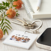 Porte-clés maman mignonne script moderne multi photo cadeau (Devant Droit)
