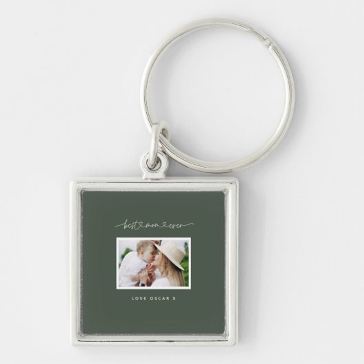 Porte-clés Maman mignonne script moderne photo cadeau grande  (Devant)