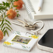 Porte-clés Maman Nous Vous Aimons Floral Jaune Photo (Devant Droit)