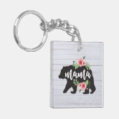 Porte-clés Maman Ours Élégant Rustique Fleurs Florales Maman (Devant gauche)