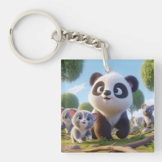 Porte-clés Maman panda dessin (Devant)