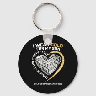 Porte-clés Maman Papa I Wear Gold For My Son Childhood Cancer