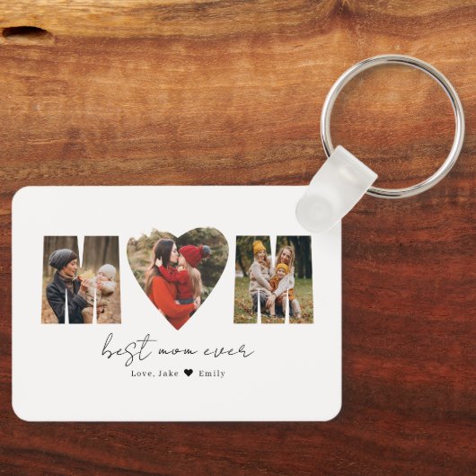 Porte-clés Maman Photo Collage Coeur Photo Fête des Mères Key (Recto)
